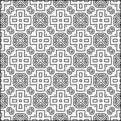 Abstract background with figures from lines. black and white pattern for web page, textures, card, poster, fabric, textile. Monochrome graphic repeating design.