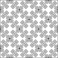 Abstract background with figures from lines. black and white pattern for web page, textures, card, poster, fabric, textile. Monochrome graphic repeating design.