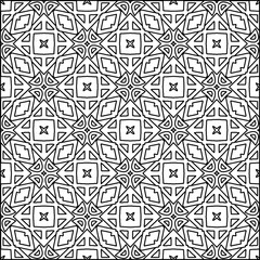 Abstract background with figures from lines. black and white pattern for web page, textures, card, poster, fabric, textile. Monochrome graphic repeating design.