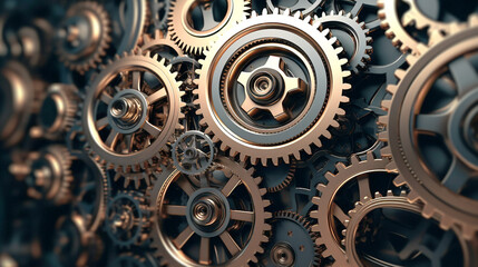 abstract gears background. Generative Ai. 