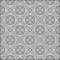 Abstract background with figures from lines. black and white pattern for web page, textures, card, poster, fabric, textile. Monochrome graphic repeating design.