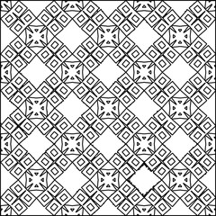 Abstract background with figures from lines. black and white pattern for web page, textures, card, poster, fabric, textile. Monochrome graphic repeating design.