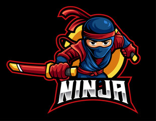 cartoon ninja Mascot logo designs e sports © Ilhustrator