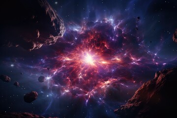 Obraz na płótnie Canvas A supernova explosion captured from a distant space observatory - AI Generated