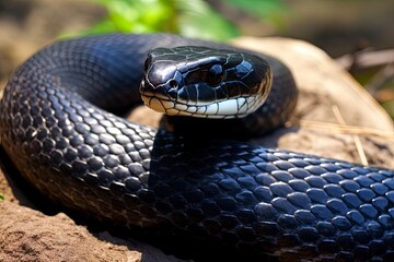 Oklahoma's Wild Black Rat Snake - A Brilliant Reptilian Wonder of Nature's Wildlife: Generative AI