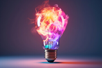 colorful burning lightbulb