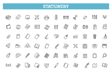 Office stationery - minimal thin line web icon set. Outline icons collection - 631197594