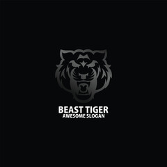 tiger head logo design gradient line