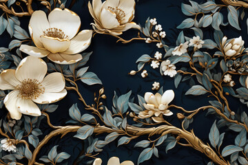 Seamless pattern - repeatable texture of vintage flowers