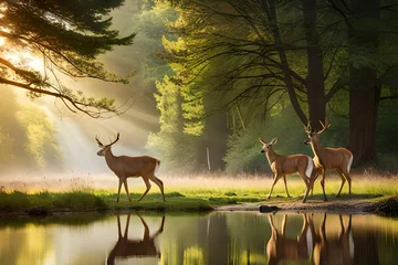 Deurstickers deer in the woods Generated Ai © AI Artistry Atelier