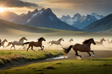 horses in the mountains Generated Ai