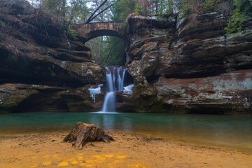 Beautiful shot of the scenic Old Man's Cave in Hocking Hills State Park