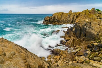 Landscape of the Lover's Point Park on a sunny day in Pacific Grove, California