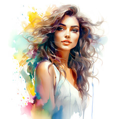 Fototapeta premium Gentle portrait of a watercolor girl