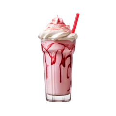  red velvet milk shake isolated on a transparent background, generative ai © zeenika