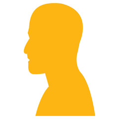Silhouette yellow of man hairstyles.Yellow ilhouette of head guy.Male face.Face profile.Isolated on white background.Vector illustration.