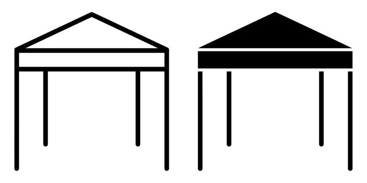 ofvs421 OutlineFilledVectorSign ofvs - canopy tent vector icon . exhibition tent sign . isolated transparent . black outline and filled version . AI 10 / EPS 10 / PNG . g11761