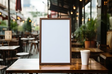 Mockup empty poster frame close up. generative AI