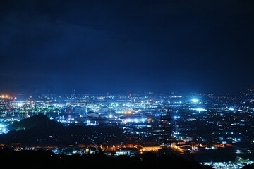Fototapeta na wymiar Mizushima Industrial Complex in Okayama, Japan - 日本 岡山県 水島コンビナート 夜景
