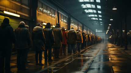 people waiting in a row