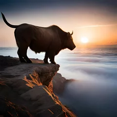 Zelfklevend Fotobehang rhino at sunset © Ehtasham