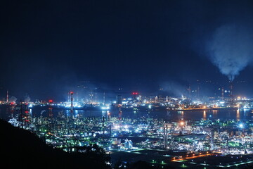 Mizushima Industrial Complex in Okayama, Japan - 日本 岡山県 水島コンビナート 夜景 - obrazy, fototapety, plakaty