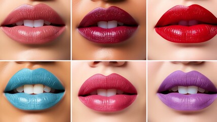 Obraz premium stunning collage showcasing a variety of lipstick shades. Find the perfect hue for any occasion