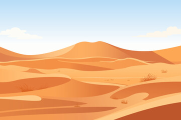 Fototapeta na wymiar Desert. Beautiful landscape of sand dunes. Desert wild panoramic landscape. Vector illustration.
