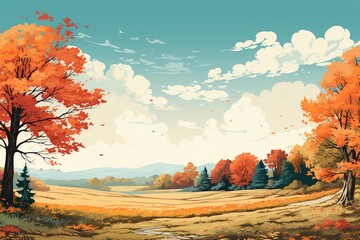 Serene Autumn Landscape Created with Generative AI