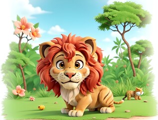 lion in the jungle background 