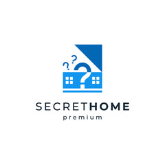 home and question mark for home or hotel logo design
