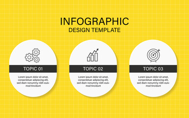 Timeline Creator infographic template. 3 Step timeline journey, calendar Infographics yellow design template. presentation graph. Business concept with 3 options, vector illustration.