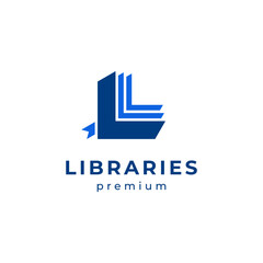 Fototapeta premium letter L with book for library logo design