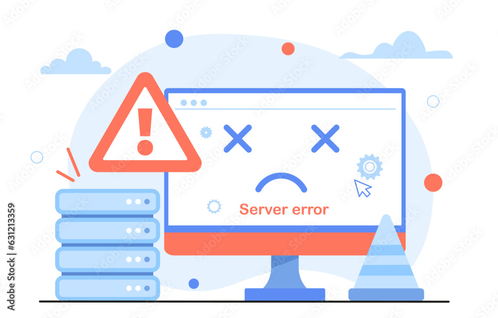 Poster server error concept. technical problems on website and webpage. page not found, error 404. modern t