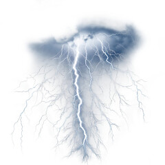 Lightning Strike and Thunder Clipart PNG isolated on Transparent Background. - obrazy, fototapety, plakaty