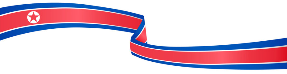 North Korea flag wave isolated on png or transparent background
