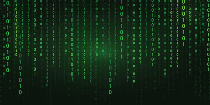 Abstract futuristic cyberspace binary code, matrix background vector