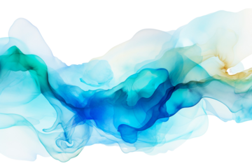 Watercolor Background, Abstract Wave Background, blue, green, turquoise, light green Vector Illustration, transparent Background, isolated, png. AI generated