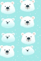 Polar bear faces seamless tiles