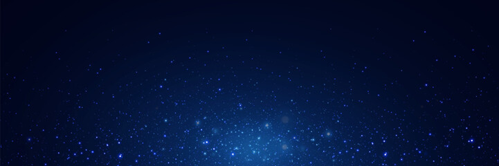 Naklejka na ściany i meble Abstract background. Beautiful blue starry sky. The stars glow in total darkness. Fantasy galaxy. Shiny magical dust particles. Vector illustration 
