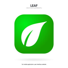 3d or flat green or black leaf icon leaf symbol on white background