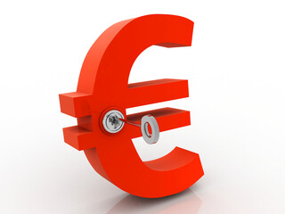 

3D rendering euro currency protected key