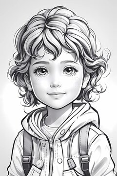 portrait of a girl white background , cartoon person