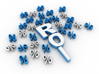 3d illustration Return on investment chart with percentage