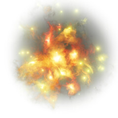 Colorful gold space galaxy, supernova nebula with stars isolated on transparent background © AlexMelas