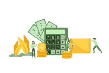 Vector illustration Family budget planning at crisis, money economy bank problem finance. Woman and man couple, people financial covid credit, tax business bill. People problems worried isolated home.