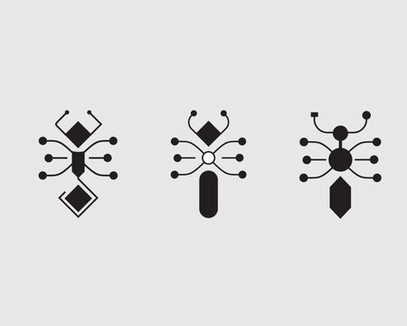 Ant like vectorgraphic icon. Abstract ant symbol. Abstract termite vector illustration. Ant digital style illustration. Creative and technology related ant logo template isolated on light background.