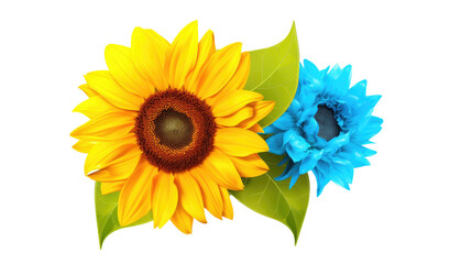 Naklejka premium combining sunflower yellow and sky blue in an abstract futuristic texture isolated on a transparent background, generative ai