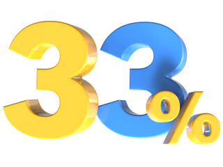 33 Number Gold 3D Render