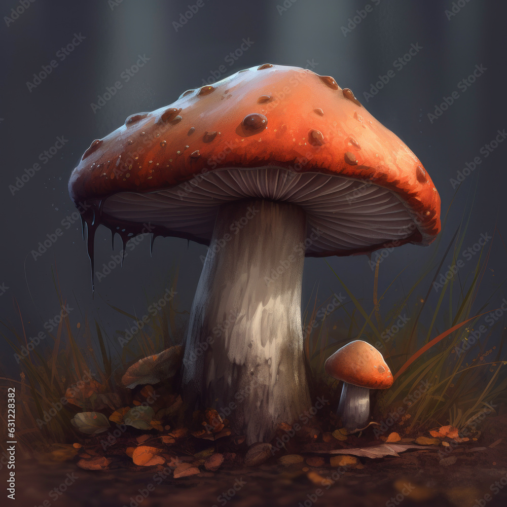 Wall mural fly agaric mushroom in forest